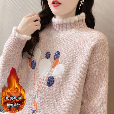 女童冬季加绒加厚毛衣新款