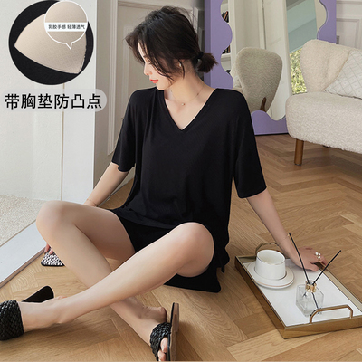 女士莫代尔宽松韩版夏天睡衣套装