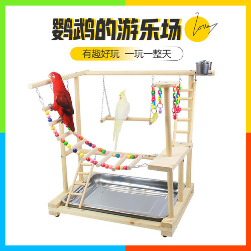 中小型鹦鹉游乐场架子玄凤牡丹实木训练站架落地鸟架子鸟笼鸟玩具 - 封面