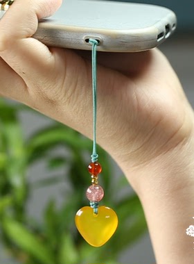 纯天然玉髓爱心古风闺蜜款手机链