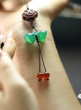 天然绿玛瑙莲蓬挂坠古风新中式