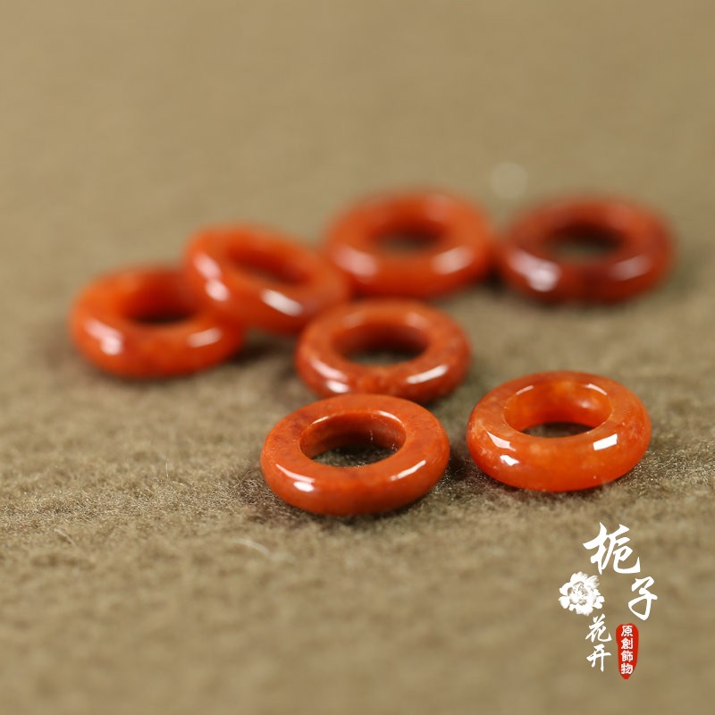 天然红翡圆环玉环15mm孔8mm图片
