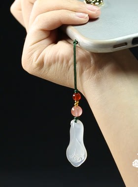 天然玉髓白玉兰花情侣款吊坠配饰