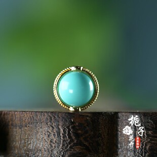 天然绿松石圆珠地球仪13*10mm手工DIY小配饰挂件手链手串饰品B36