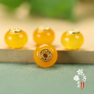 巴山翠玉石黄算盘14*11mm孔2.5mmDIY项链挂链配件玉坠配饰珠C176