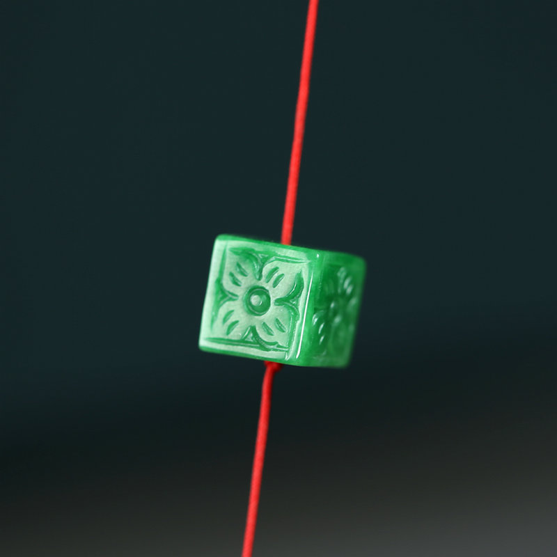 DIY天然干青翡翠雕刻梅花四叶草
