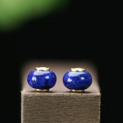 天然青金石通孔小算盘珠8*6mm
