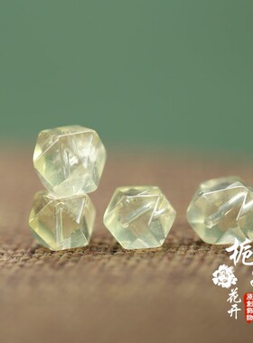 约8-9mm天然黄水晶八棱珠通孔1mmDIY吊坠挂饰品项链国风配件Y115