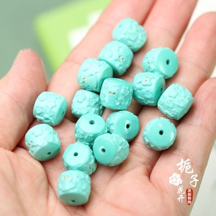 11mm绿松石老型桶珠小猫梅花DIY锁骨链配件隔珠素珠手作材料J210