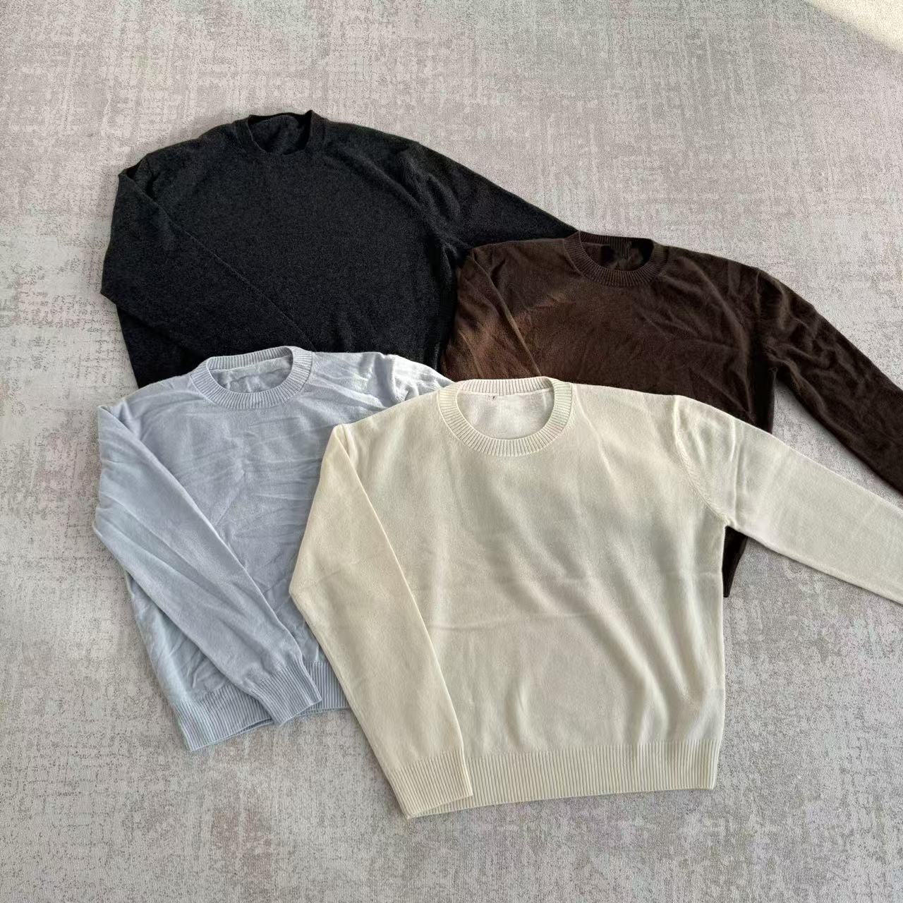 秋季打底常规套头羊绒衫圆领针织上衣纯色25110342