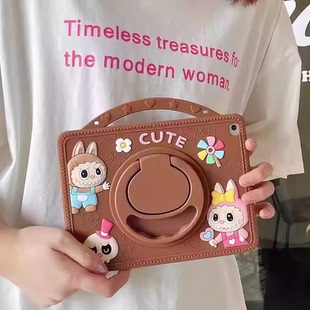 适用2026款 Pad X8b防摔儿童硅胶套NDL2 W09旋转支架壳支撑软壳带笔槽软 荣耀平板X10保护套拉布布11寸HONOR