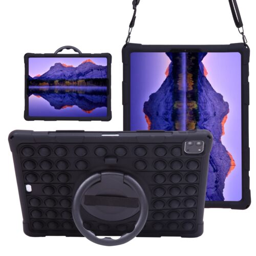 适用苹果2020ipadpro12.9保护套硅胶2018款全面屏平板电脑防摔A2233壳360旋转手提环外壳彩色泡泡壳