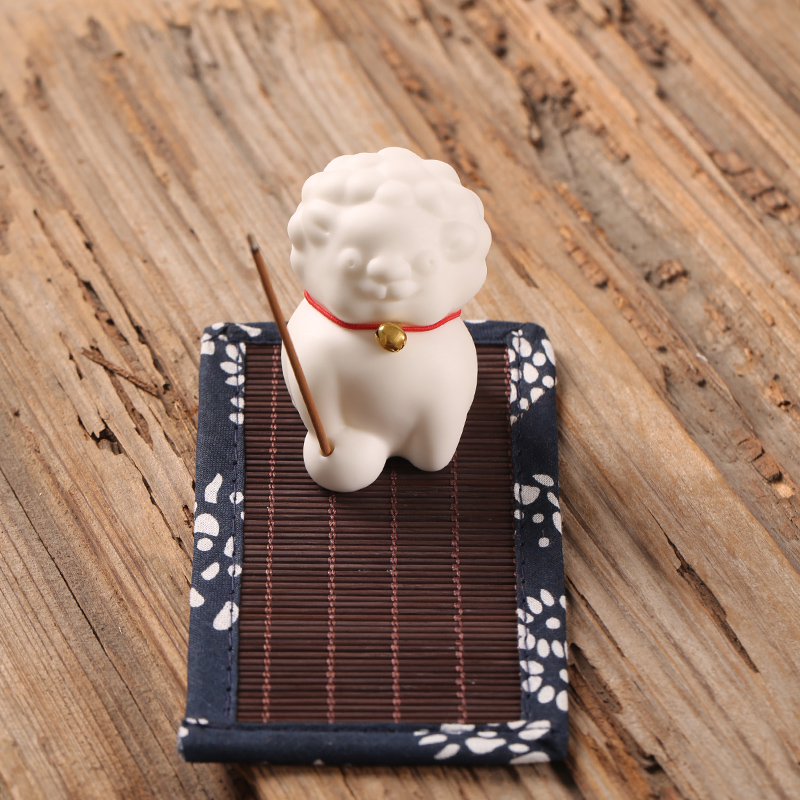 香插可爱狮子香座线香陶瓷檀香道香薰炉家用室内盘香桌面茶宠摆件