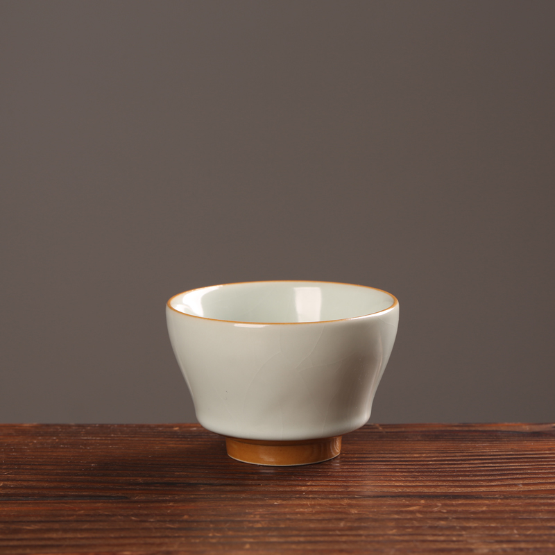 汝窑茶杯冰裂釉陶瓷复古开线可养