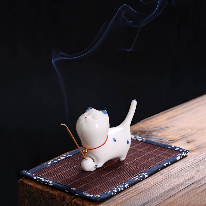 熏香炉陶瓷摆件可爱小猫香座图片