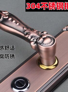 欧式门锁防盗门锁卧室门锁家用门锁红古铜色门锁