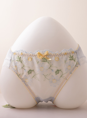 日系少女甜美可爱刺绣花卉纯欲中腰纯棉裆丁字裤女三角内裤女夏季