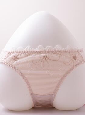 华家日系甜美可爱少女刺绣花朵纯棉裆舒适透气内裤女三角裤头中腰