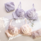 日系少女甜美可爱中鸡心圆盘胸有钢圈立体花内衣套装 女 女内衣内裤