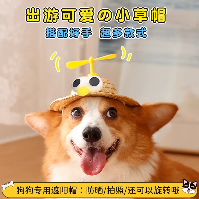 宠物狗狗帽子可爱拍照用品草帽子