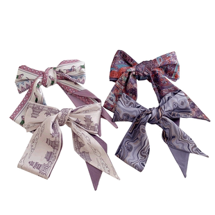 原创复古敦煌艺术长条优雅双面小丝巾中国风发带绑发春秋装饰领巾