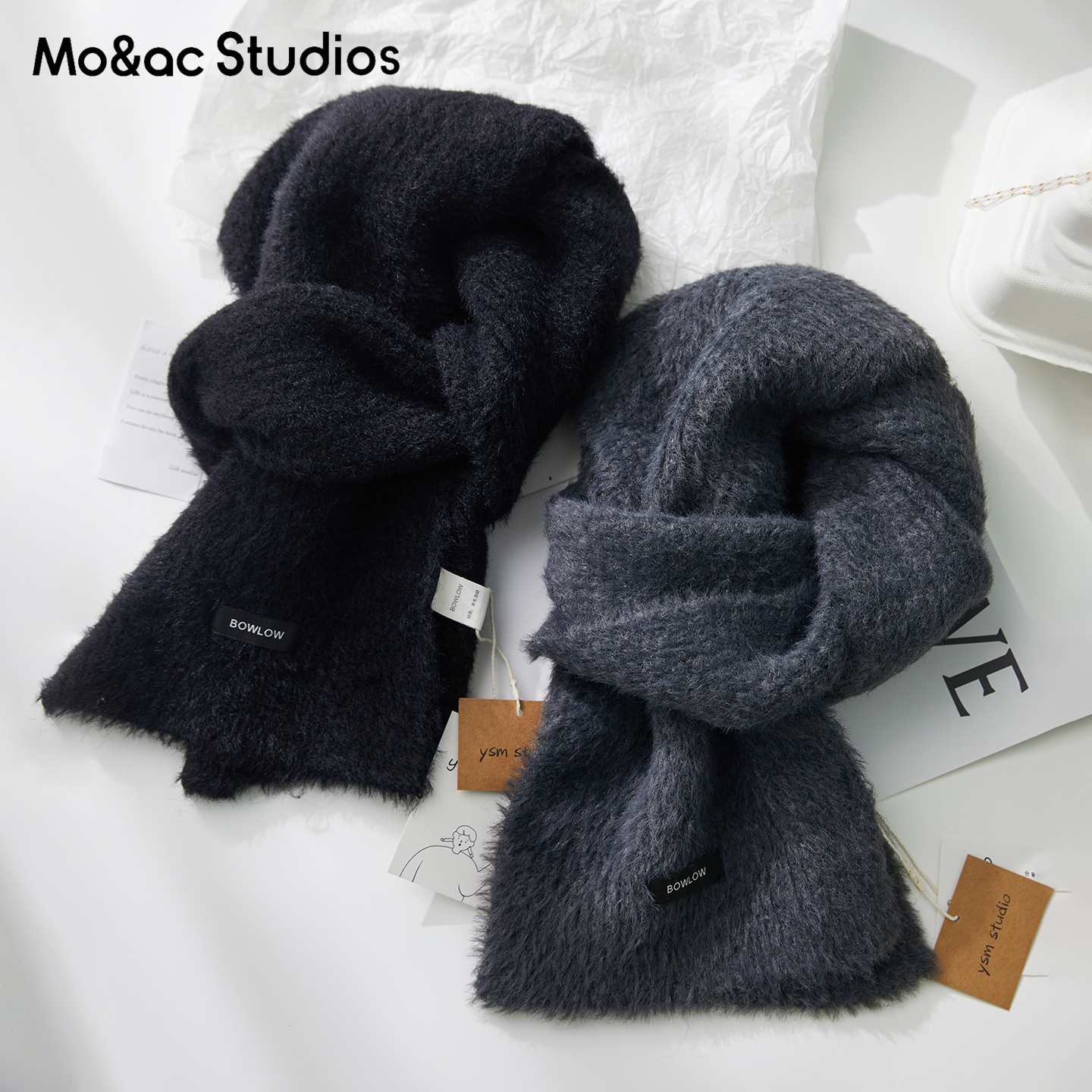 韩版毛茸茸围巾女2025东大门秋冬季保暖纯色毛线针织围脖学生百搭