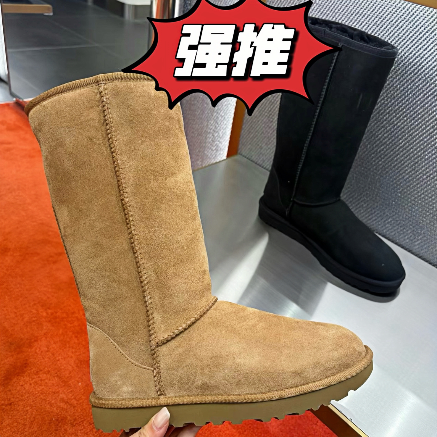 正品美国皮毛一体高筒雪地靴女