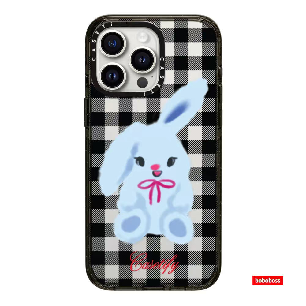 case源厂！黑色格纹兔子 magsafe磁吸适用于iPhone17/16/15/14/13/Plus/Pro/Max透明防摔手机壳