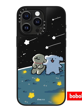 case源厂！线条小狗流星雨 magsafe磁吸适用于iPhone17/16/15/14/Plus/Pro/Max黑色防摔手机保护壳