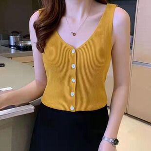 女装 显瘦打底背心微胖妹妹大码 针织吊带上衣 学生百搭纯色修身 韩版