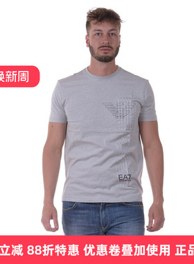 EA7 EMPORIO ARMANI阿玛尼品牌男士灰色圆领短袖T恤 3YPTE0PJ30Z