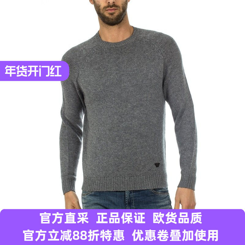 男士ARMANI JEANS阿玛尼冬季新品圆领长袖针织衫毛衣 6X6MD16M0GZ