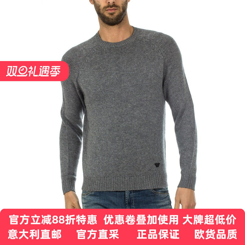 男士ARMANI JEANS阿玛尼冬季新品圆领长袖针织衫毛衣 6X6MD16M0GZ