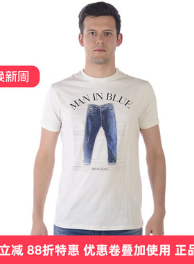 ARMANI JEANS阿玛尼品牌男士黑色圆领商务休闲精品短袖T恤B6H22DA