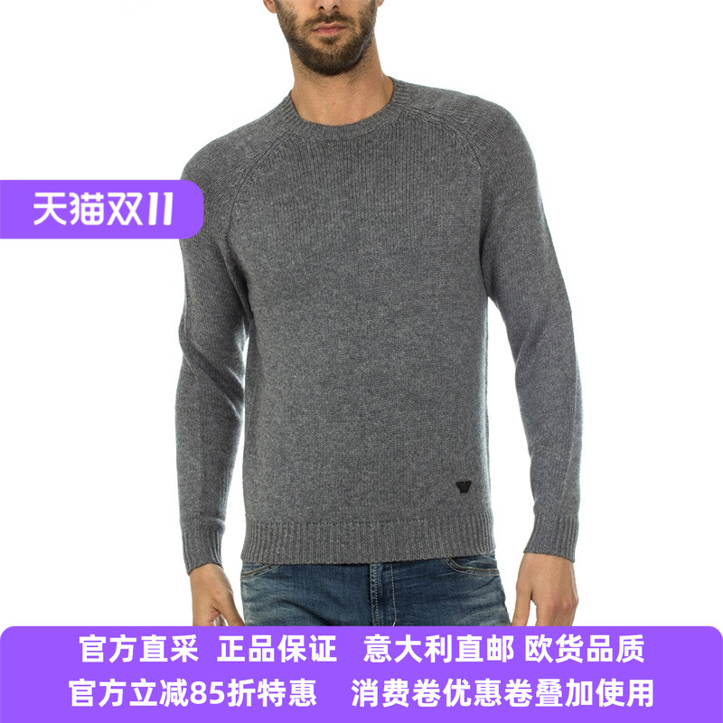 男士ARMANI JEANS阿玛尼冬季新品圆领长袖针织衫毛衣 6X6MD16M0GZ