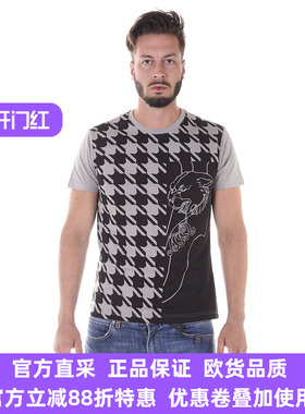 VERSACE JEANS范思哲VJ男士印花时尚休闲黑色短袖T恤正品B3GQA712