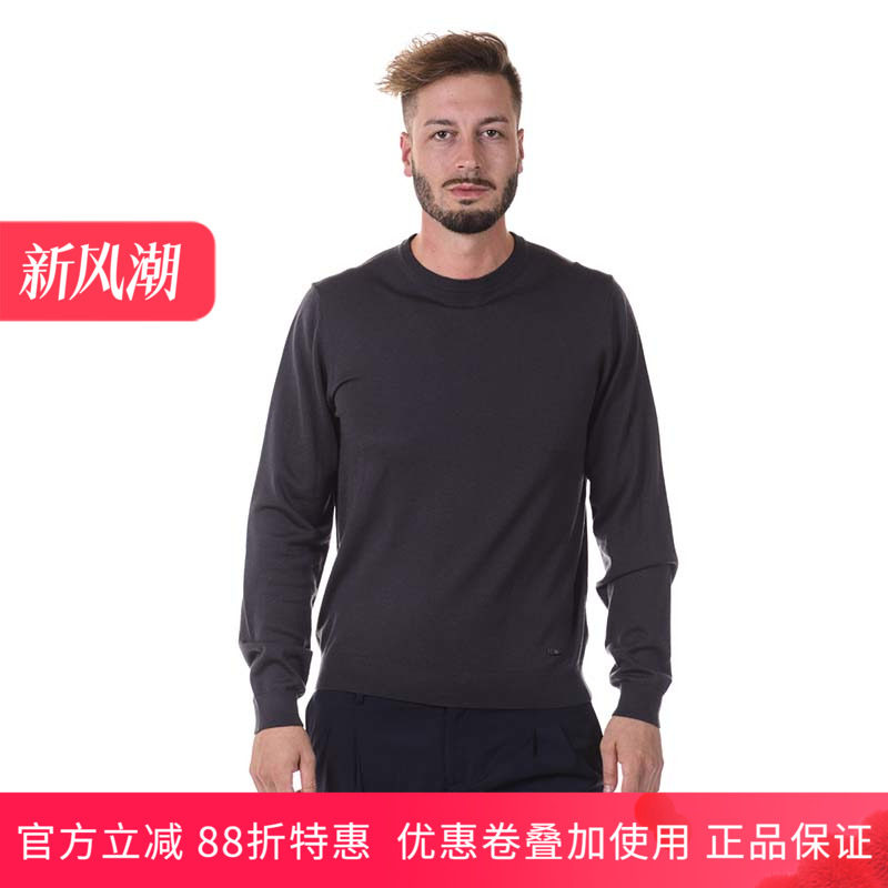 armani秋冬灰色圆领羊毛针织衫图片