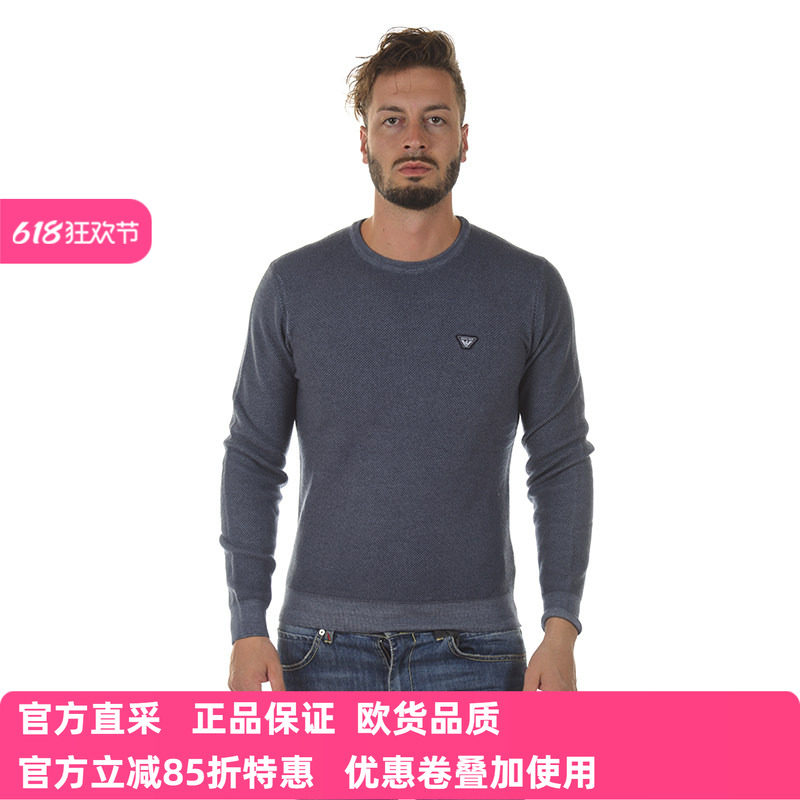 ARMANI JEANS阿玛尼男士毛衣秋冬圆领针织衫6X6MF56M0LZ休闲特惠