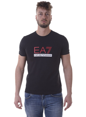 Armani EA7阿玛尼男士LOGO印花休闲短袖T恤正品黑色3YPTM1PJ20Z