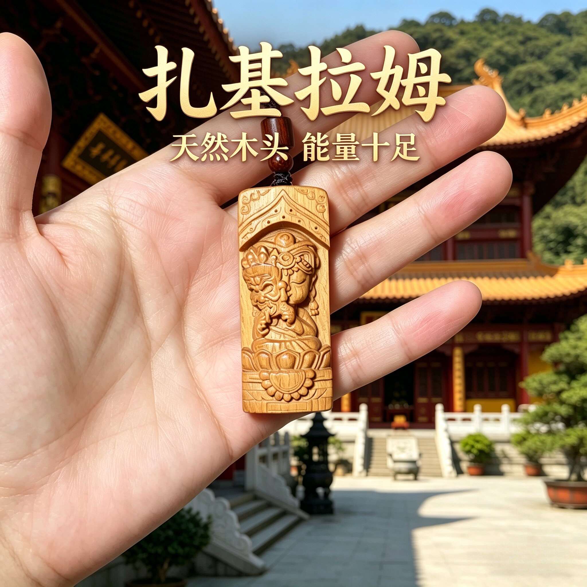 枣木扎基拉姆佩戴财富缺木46牌竖牌求学平安符护身男女款转运考试