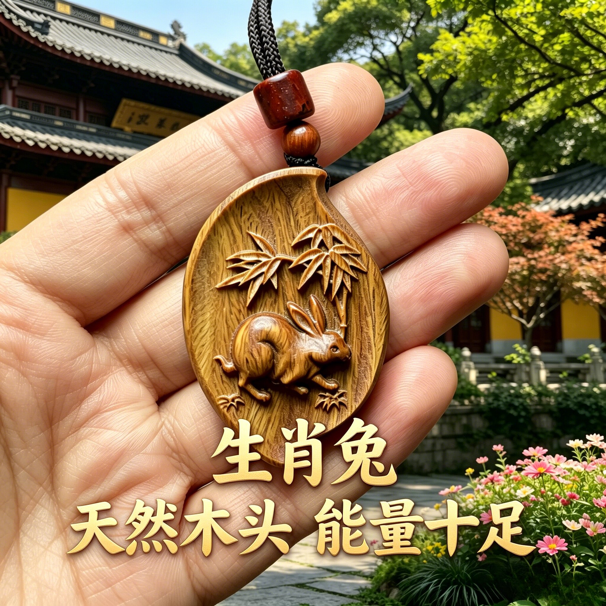 枣木十二生肖兔属相兔吊坠圆牌平安符求学佛牌狗鼠蛇鸡猴猪马羊兔