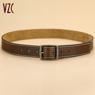 皮带女款真皮头层纯牛皮美式复古辣妹风宽腰带棕色高级感牛仔裤带