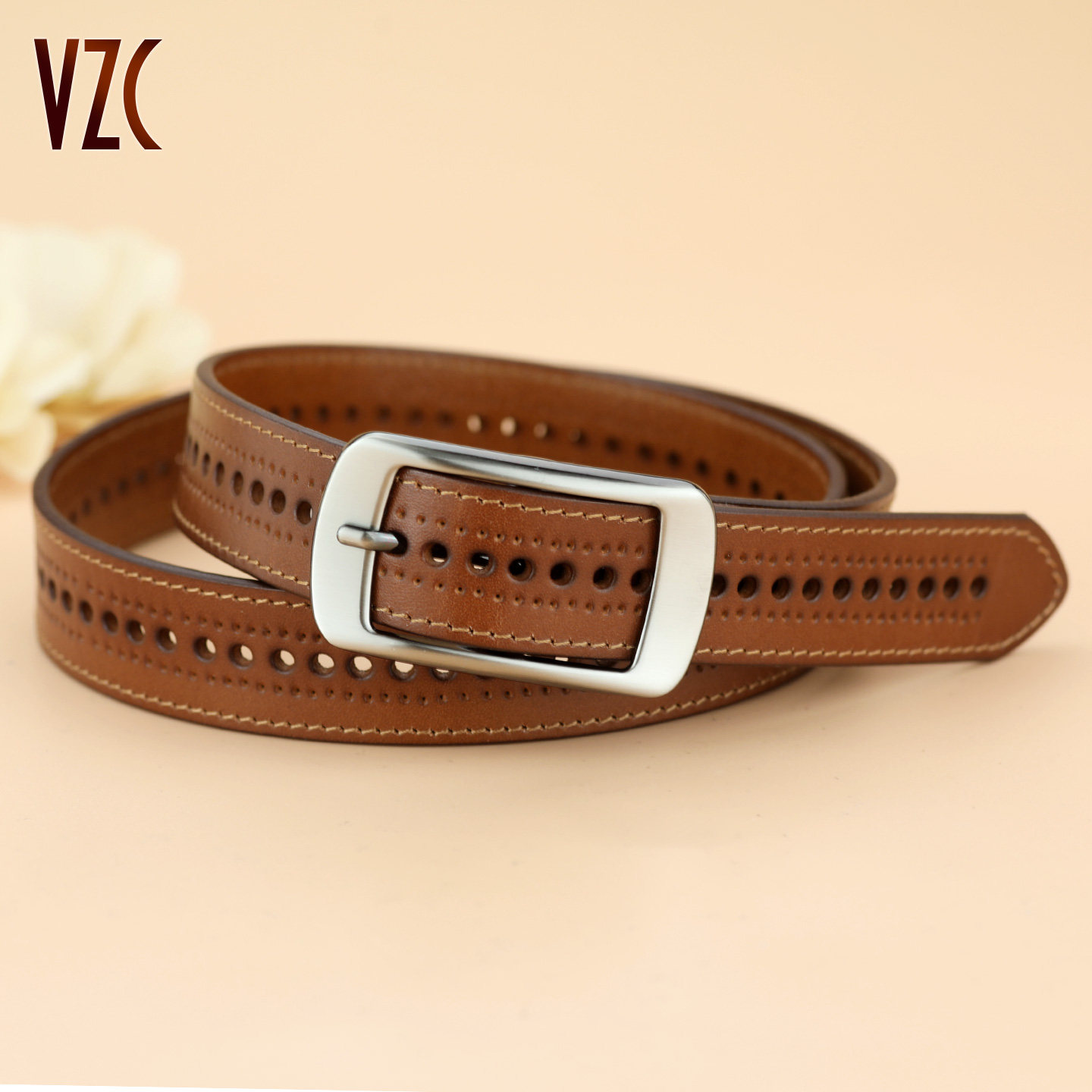 腰带女士2026新款真皮头层纯牛皮棕咖色装饰配裙子阔腿牛仔裤皮带