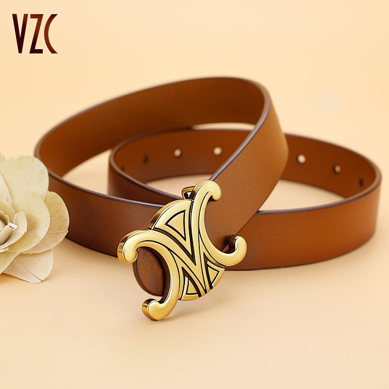 皮带女款真皮牛皮百搭时尚棕咖色高级感韩版腰带装饰配裙牛仔裤带
