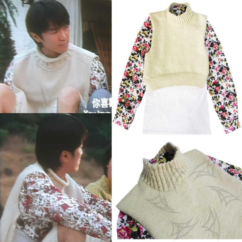 97家有喜事周星驰同款打底衬衫毛衣背心时尚潮流搭配秋冬季三件套