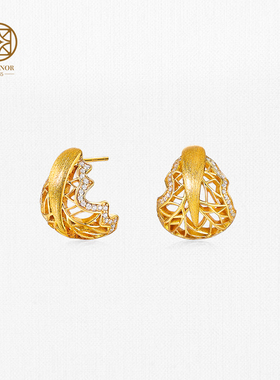 百年宝诚如意百财耳钉925银花丝轻奢新中式高级感耳饰礼物