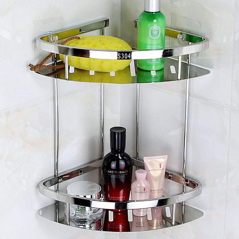 304不锈钢浴室置物架免打孔壁挂