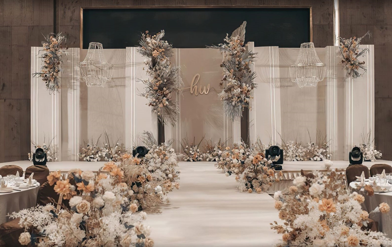 新品白色香槟色主题婚礼现场布置图片婚庆参考宣传资料效果图psd