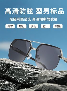 2025热款双粱方形太阳镜欧美个性简约半框飞行员时尚墨镜男女