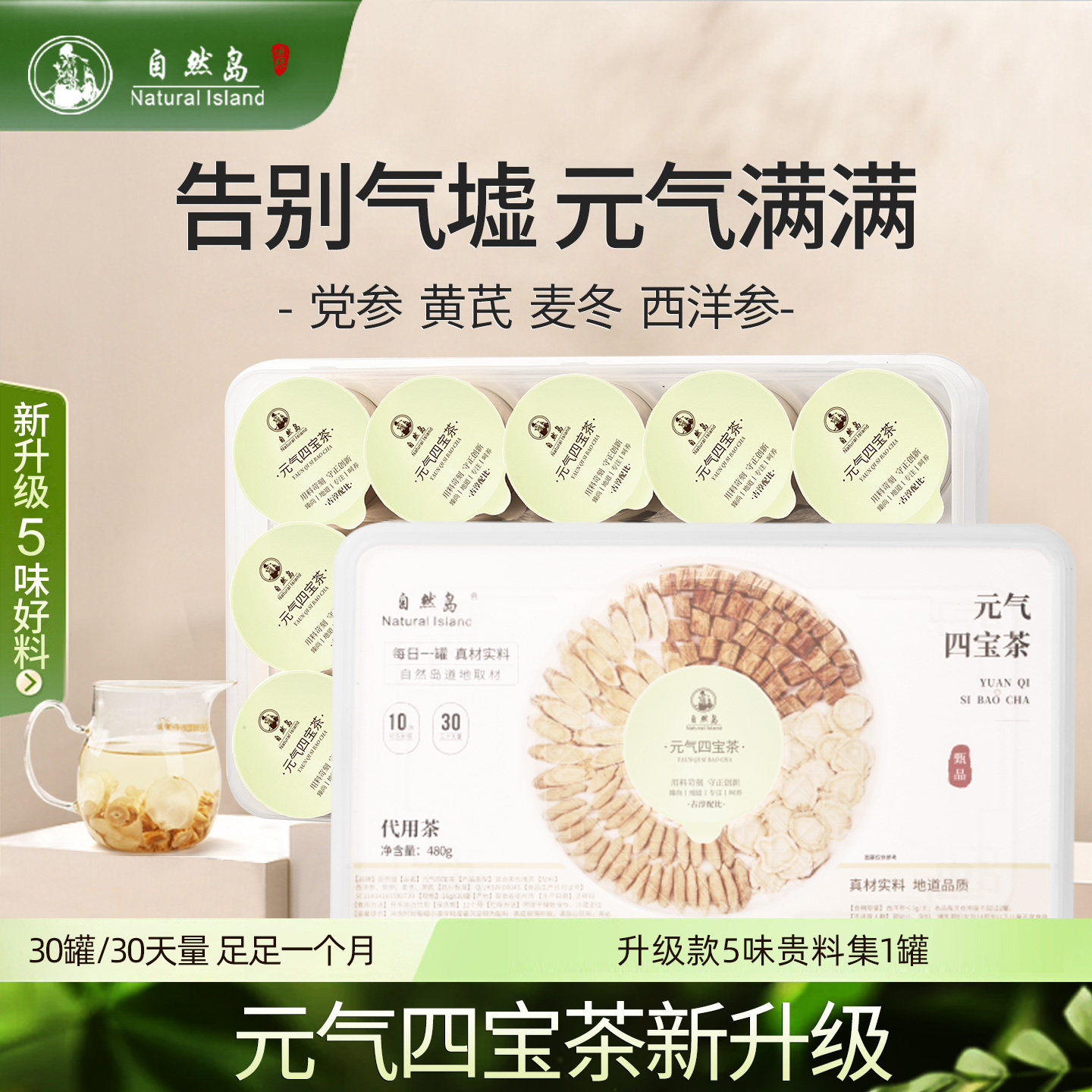 元气四宝茶气虚夏三伏天喝养生茶图片